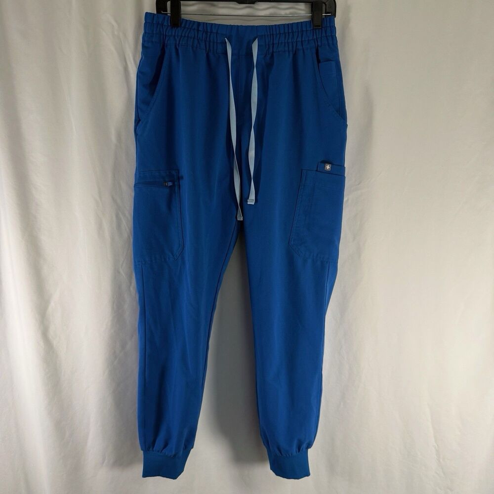 Figs Scrub Pants Women's Medium Blue Drawstring Cargo Pockets Technical Collect